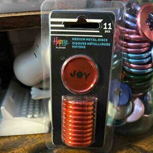 Happy Planner Medium - Classic Metal Xmas red JOY discs - NEW